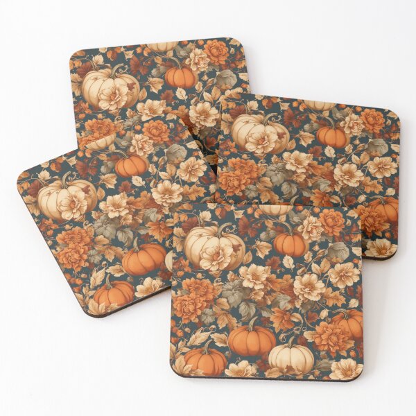 Item preview, Vintage Halloween Flower and Pumpkin Pattern, Fall Vintage Flower and Pumpkin Pattern designed and sold by raveenext.