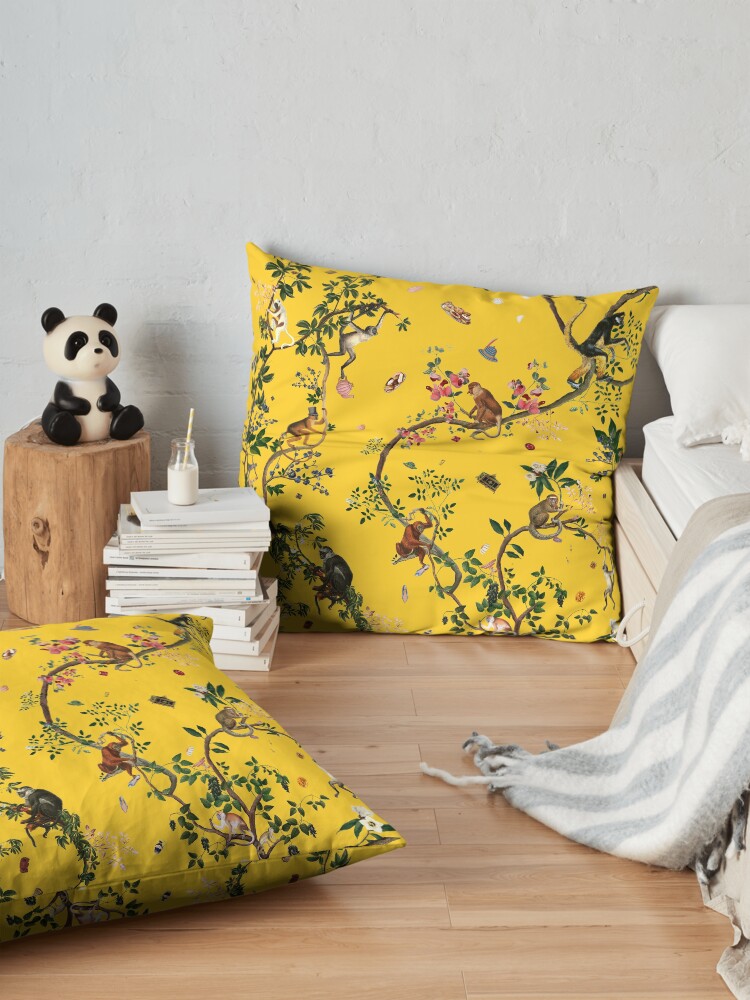 Alternate view of Monkey World Yellow Floor Pillow