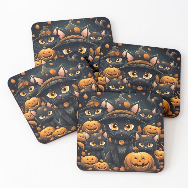 Item preview, Halloween Black Cat Kitten Pumpkin Pattern 2 designed and sold by Sophisticas.