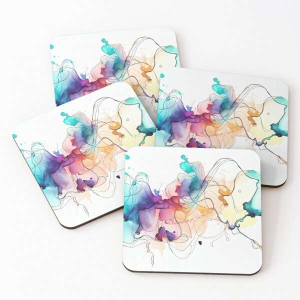 Item preview, Dancing Hues: Artistic Line Drawing with Colorful Ink Blots designed and sold by ReplyGirl.