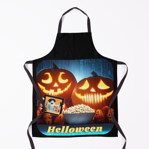 Item preview, Pumpkins eating popcorn and watching a movie on a tablet designed and sold by PolishBrand.