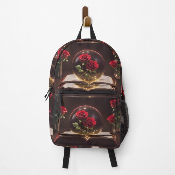 Item preview, Magical glittery red roses in a luminous sphere growing from a book in the style of charming characters designed and sold by AI-Only Creations.