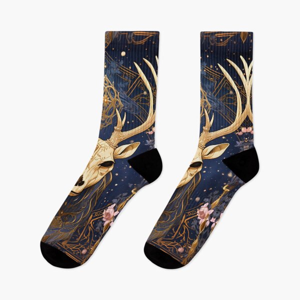 Item preview,  Gothic Blue Art Deco Purple Blue Gold Stag Skull designed and sold by AwakenedSoul.