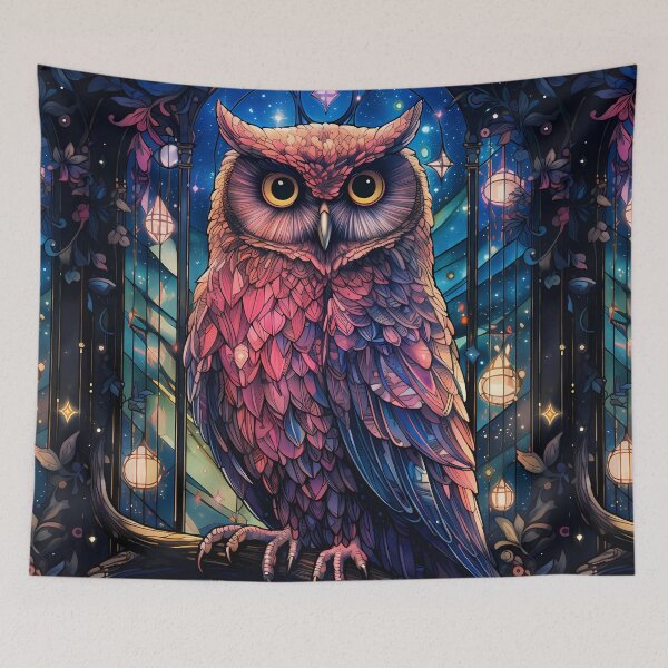 Artikelvorschau, Gothic Red Blue Owl Lovers Dunkelblaue Sternennacht entworfen und verkauft von AwakenedSoul.
