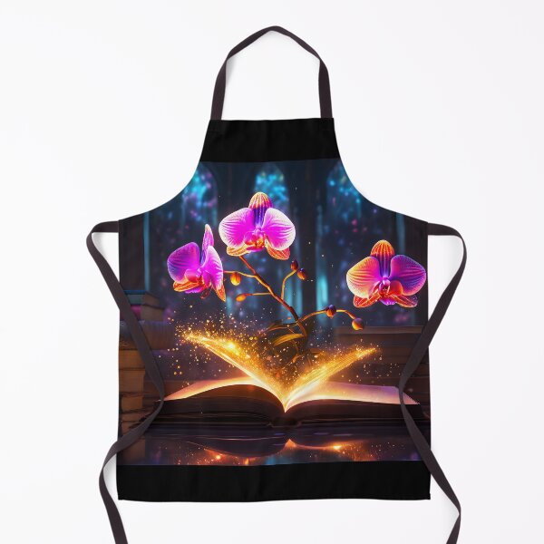 Item preview, Book of magic with captivating magenta orchid growing out of it in the style of dreamy symbolism designed and sold by AI-Only Creations.