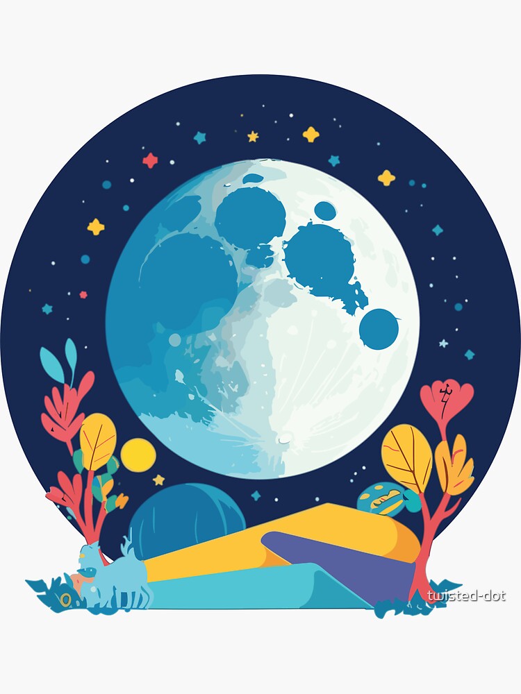 Full Moon Illustration Sticker