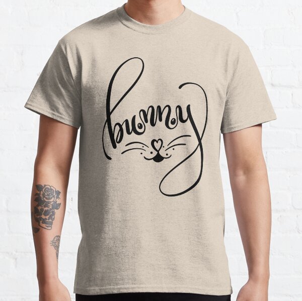 Cute Bunny Rabbit Face Word Art Hand Lettering Classic T-Shirt