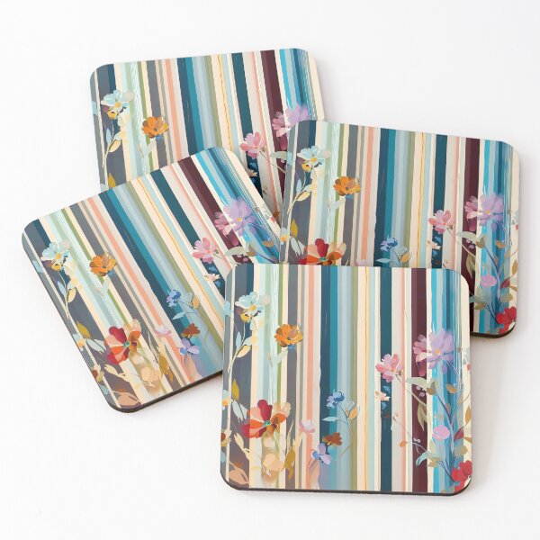 Item preview, Pastel, Multi-Color Stripes, delicate Flowers, Floral, Spring,  designed and sold by karinasalwaszka.