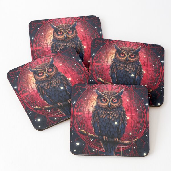 Artikelvorschau, Gothic Red Owl Lovers Dark Starry Night entworfen und verkauft von AwakenedSoul.