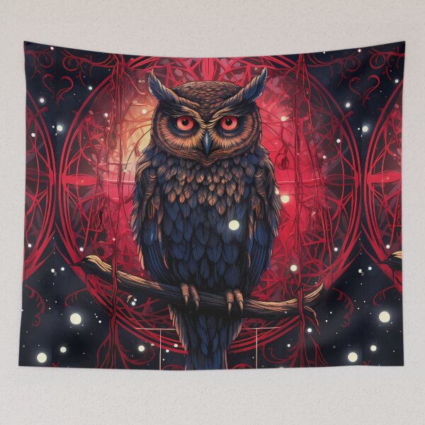 Artikelvorschau, Gothic Red Owl Lovers Dark Starry Night entworfen und verkauft von AwakenedSoul.
