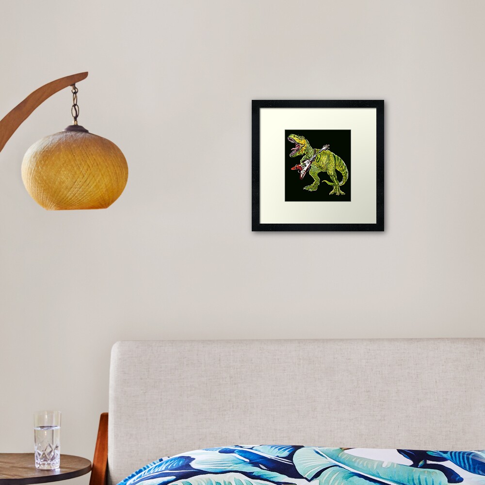 Heavy metal dinosaur Framed Art Print