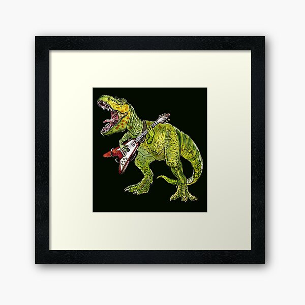 Heavy metal dinosaur Framed Art Print