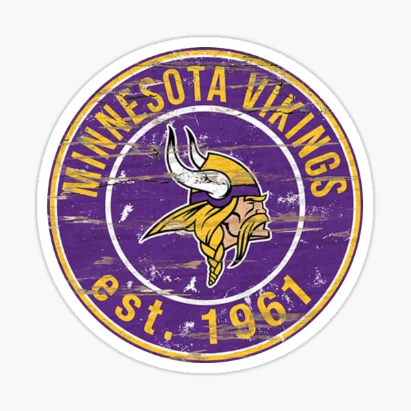 Minnesota Vikings Logo with Norseman Type NFL Football Die-cut Round MAGNET