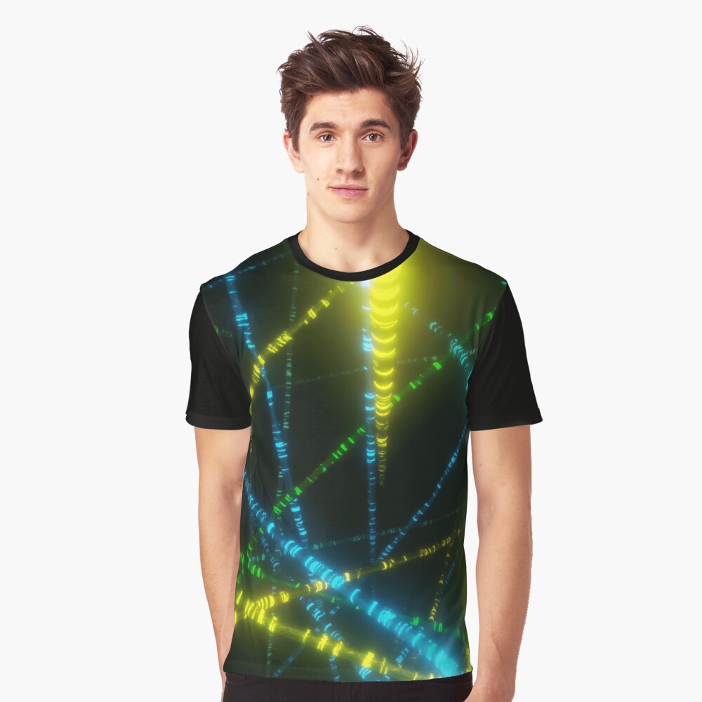 Neon Cyberpunk Punk 90s Laser Lights Rave Print Graphic T-Shirt