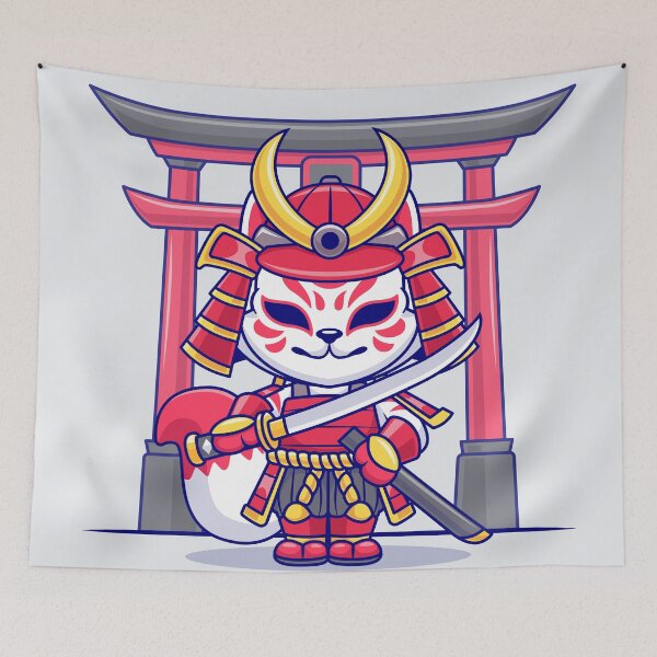 Item preview, Cute Kitsune Fox Samurai: Cartoon Vector Illustration designed and sold by hjian8219.