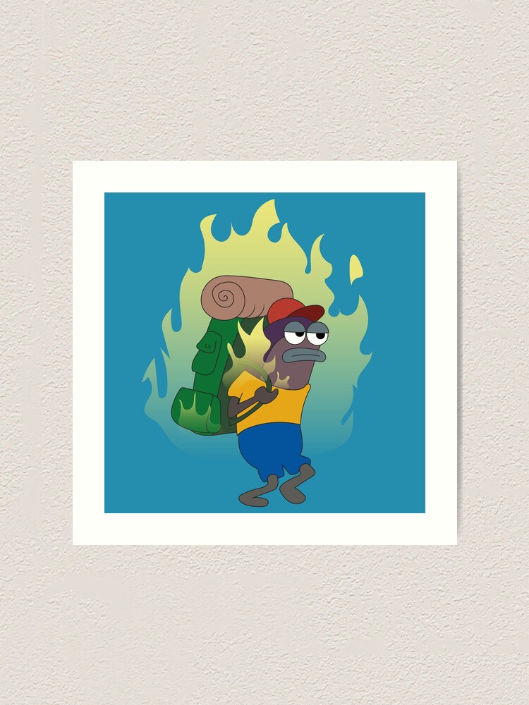 Angry fish on fire  Art Print for Sale by Bingofalido