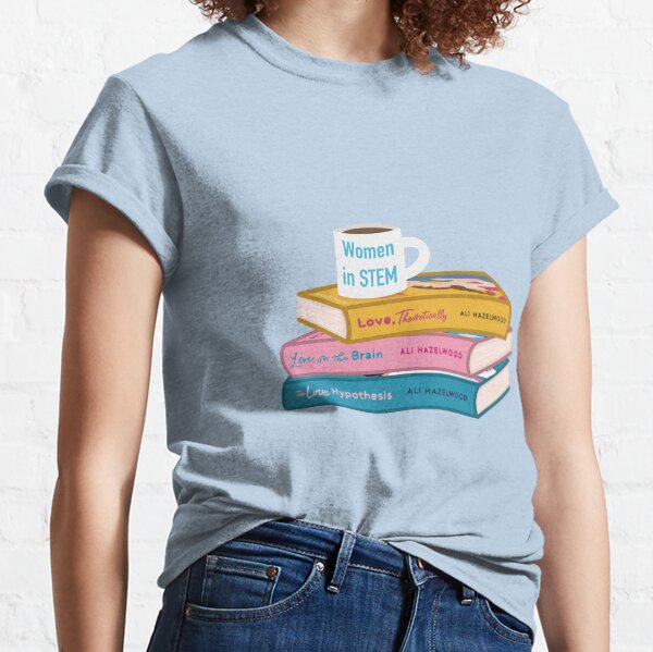 Vista previa del artículo con la obra «Taza Ali Hazelwood Book Stack Mujeres en STEM», diseñado y vendido por TheEclecticKat.