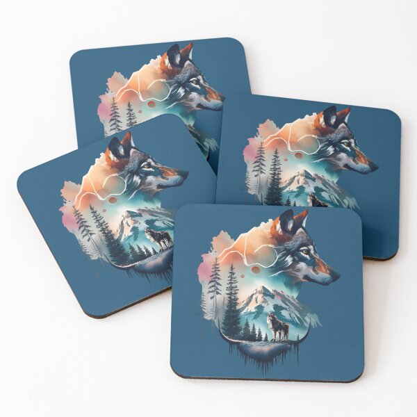 Item preview, Wolf and mountains watercolor designed and sold by CraftMiller.