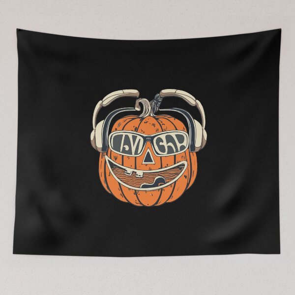 Item preview, Halloween Pumpkin Wearing Headset designed and sold by Joy Poddar.