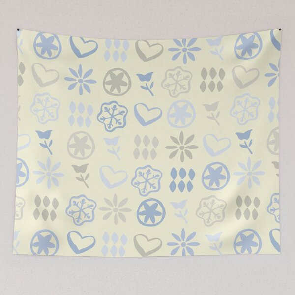 Item preview, Winter Cream Neutral Pastel Blue Boho Retro Mid Century Nostalgic Christmas Pattern designed and sold by blomastudios.