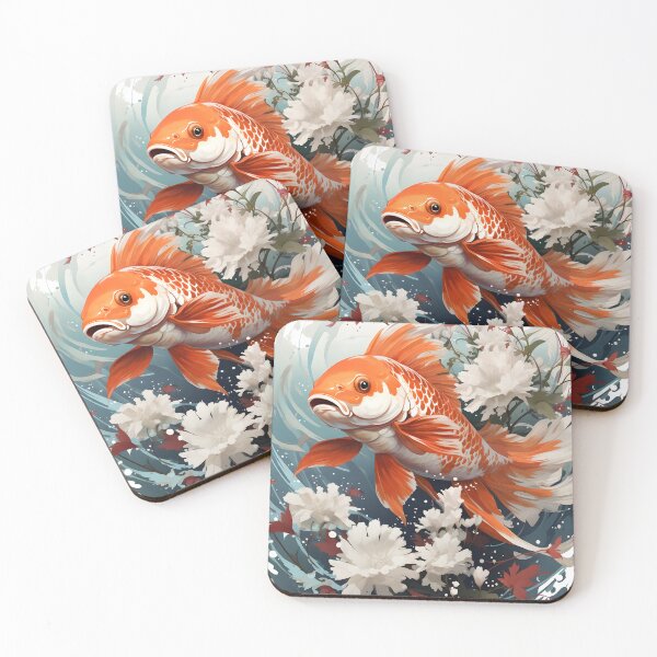 Item preview, Pez Koi nadando a través de un lecho de flores designed and sold by HagedornDesigns.