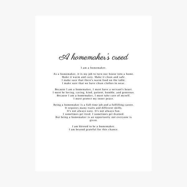 Item preview, A Homemaker's Creed designed and sold by Risdeesigns.