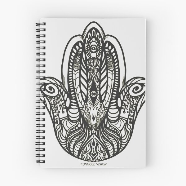Aperçu de l'œuvre Conception de travail en ligne à main Hamsa géométrique trippante créée et vendue par FunholeVision.