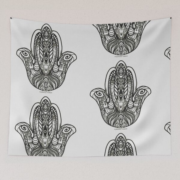 Item preview, Trippy Geometric Hamsa Hand Line Work Design designed and sold by FunholeVision.