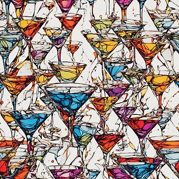 Artwork thumbnail, Colorful Abstract Martini Glasses by DJALCHEMY