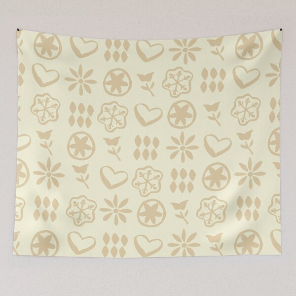 Item preview, Beige and Cream Boho Retro Mid Century Nostalgic Christmas Pattern designed and sold by blomastudios.