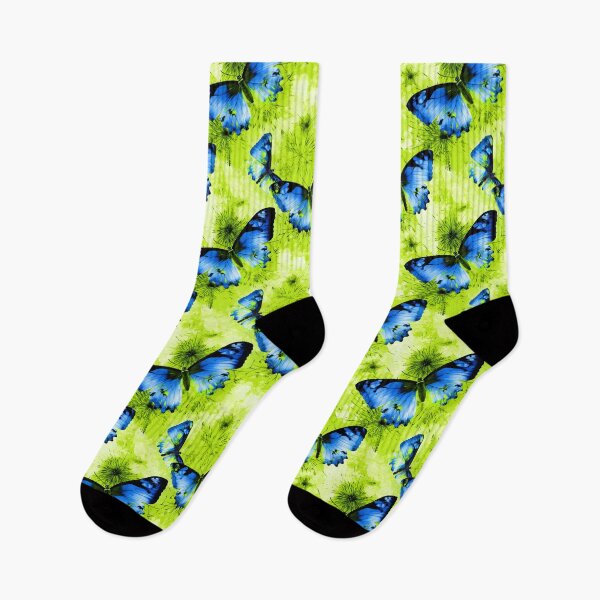 Aperçu de l'œuvre Motif de superposition composite papillon vert lime et bleu électrique #2 créée et vendue par ARTficiallyAnon.