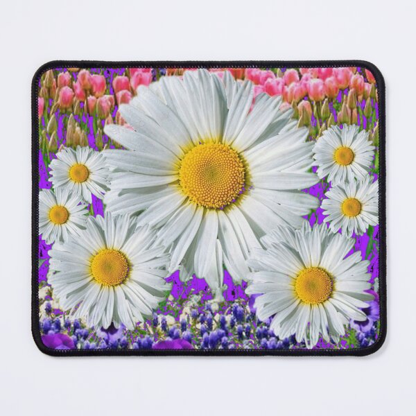 Item preview, WHITE SHASTA DAISY FLOWERS GARDEN PURPLE ART designed and sold by sharlesart.