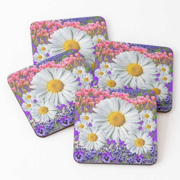 Item preview, WHITE  SHASTA DAISY FLOWERS GARDEN PURPLE ART designed and sold by sharlesart.