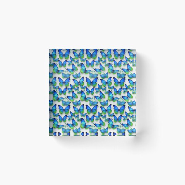 Aperçu de l'œuvre Motif de superposition composite papillon vert lime et bleu électrique #3 créée et vendue par ARTficiallyAnon.