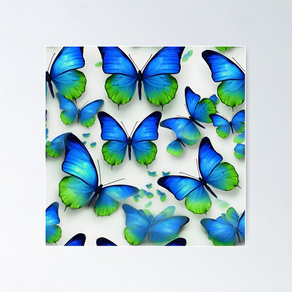Item preview, Lime Green & Electric Blue Butterfly Composite Overlay Pattern #3 designed and sold by ARTficiallyAnon.