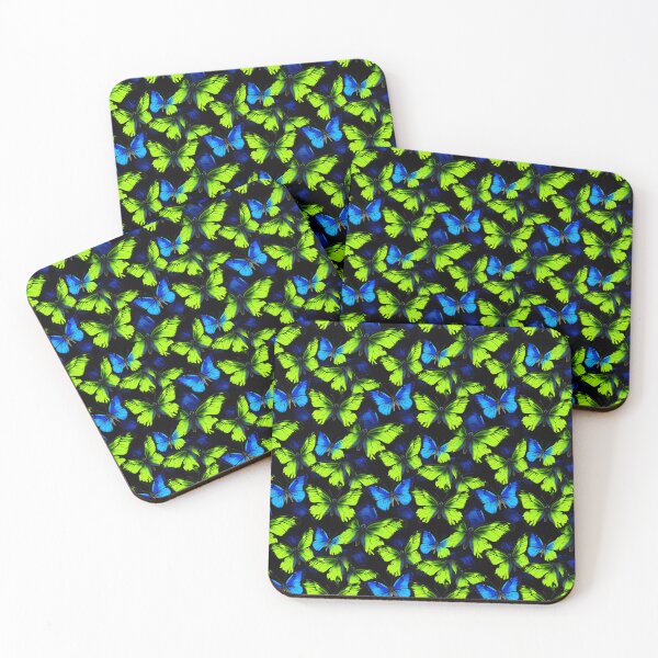 Item preview, Lime Green & Electric Blue Butterfly Composite Overlay Pattern #4 designed and sold by ARTficiallyAnon.