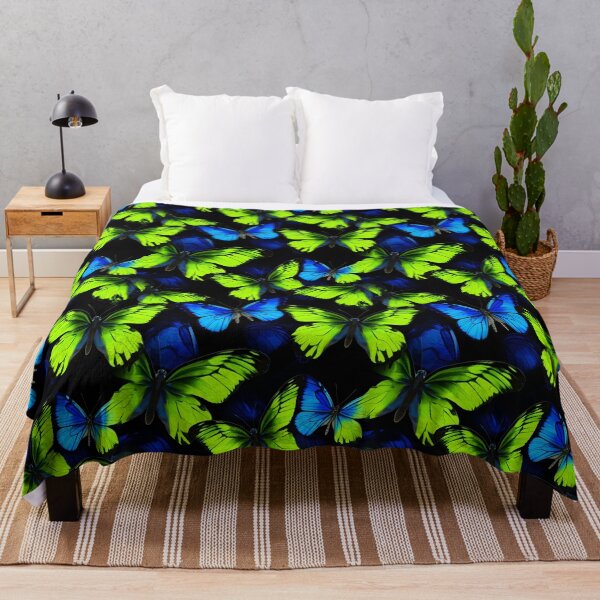 Item preview, Lime Green & Electric Blue Butterfly Composite Overlay Pattern #4 designed and sold by ARTficiallyAnon.