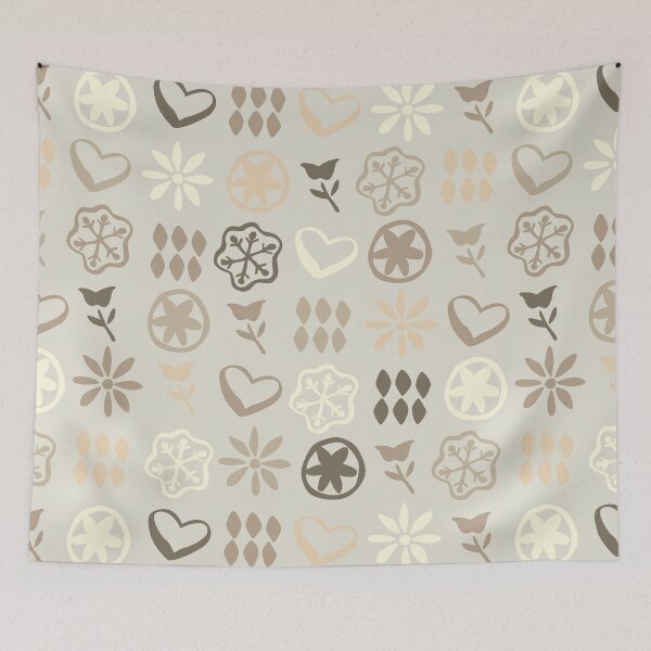 Item preview, Taupe Grey Boho Retro Mid Century Nostalgic Christmas Pattern designed and sold by blomastudios.