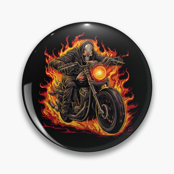 Item preview, Cráneo Biker montando una moto Hurley con llamas salen 5 designed and sold by eyestetix.