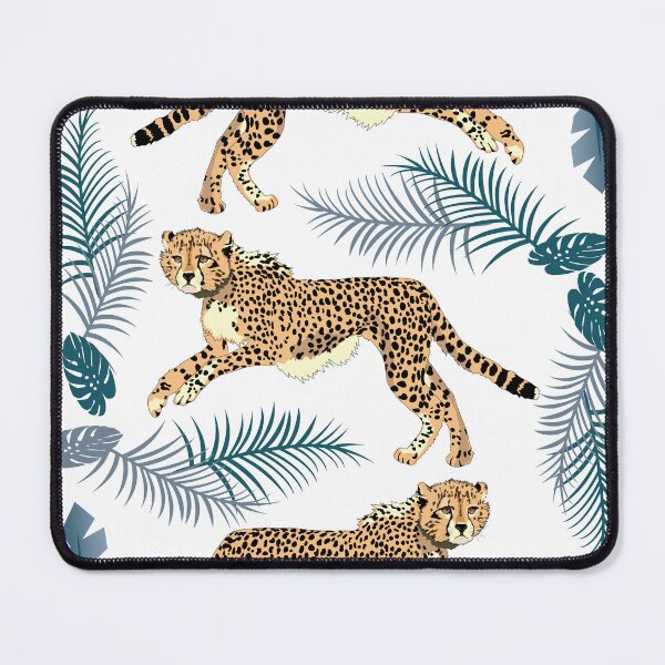 Item preview, Wild Cheetahs running jungle print white background designed and sold by HotPinkStudio.
