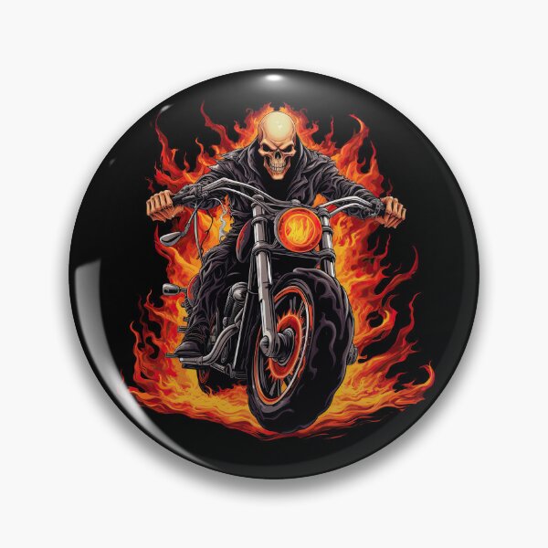Item preview, Skull Biker Riding Hurley Motorbike with Flames Come Out 6 designed and sold by eyestetix.