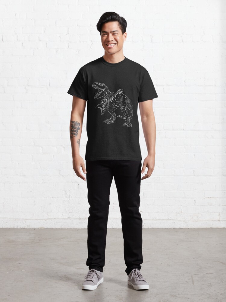 Alternate view of Heavy metal dinosaur graphic style for tattoo and coloring fans. Classic T-Shirt
