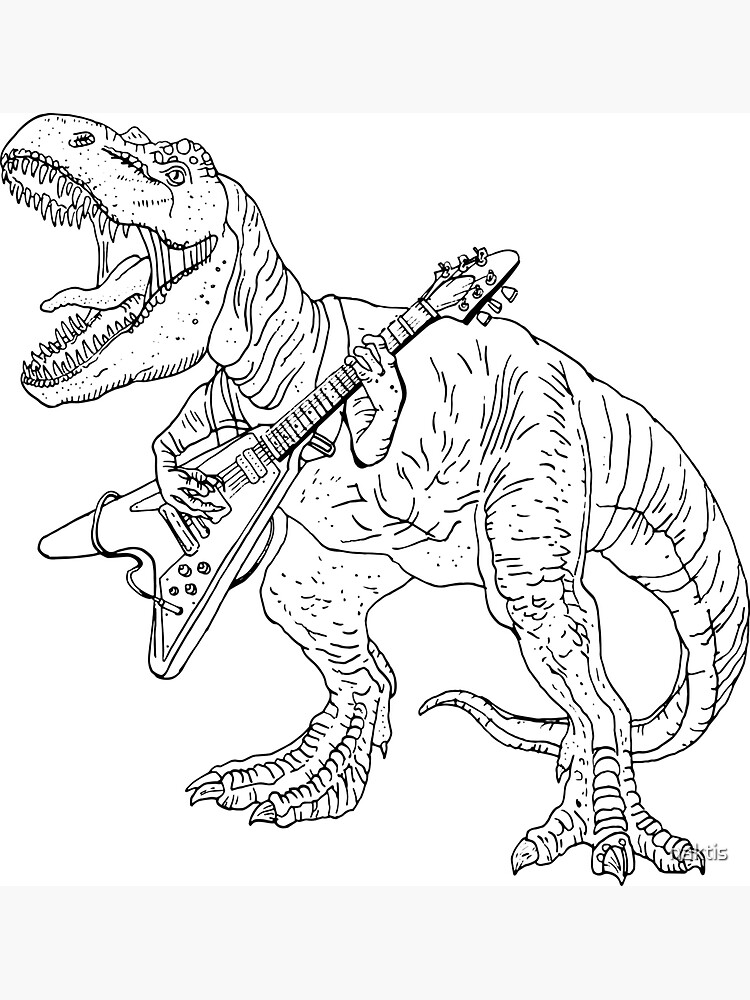 Heavy metal dinosaur graphic style for tattoo and coloring fans. by naktis