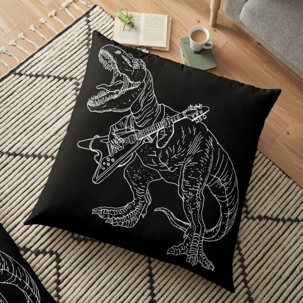 Heavy metal dinosaur graphic style for tattoo and coloring fans. Floor Pillow