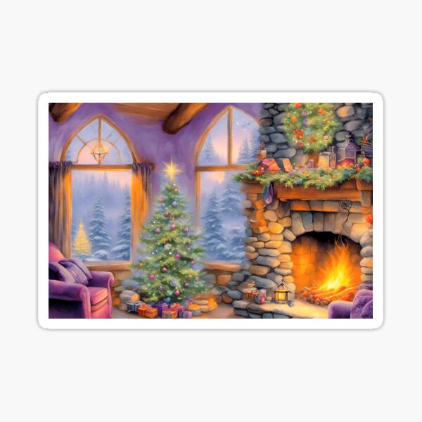 Christmas Cottage Interior Sticker