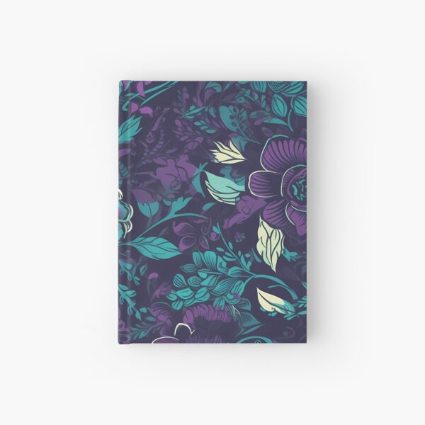 Floral Teal and Purple Pattern Hardcover Journal