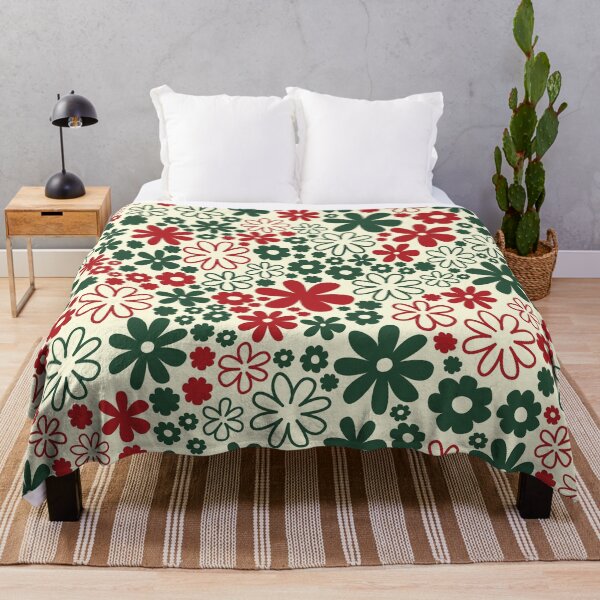 Item preview, Classic Retro Vintage 50s Christmas Flower Pattern in Green and Red designed and sold by blomastudios.