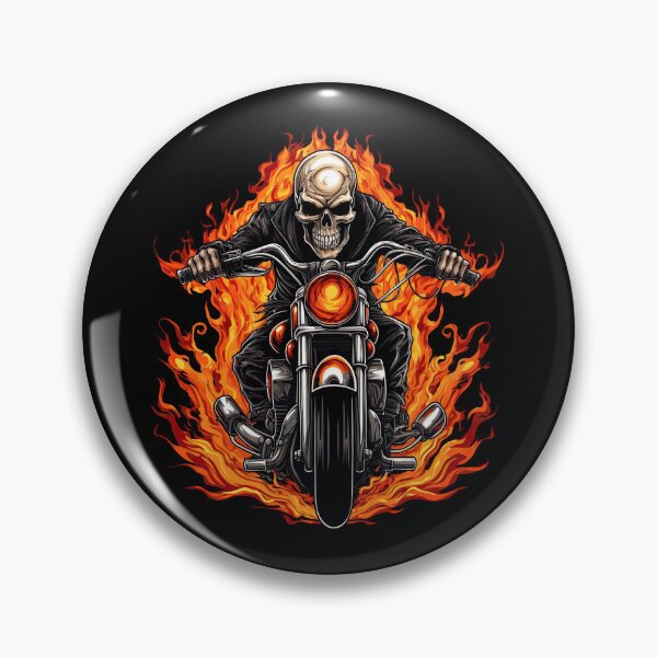 Item preview, Cráneo Biker montando una moto Hurley con llamas salen 7 designed and sold by eyestetix.