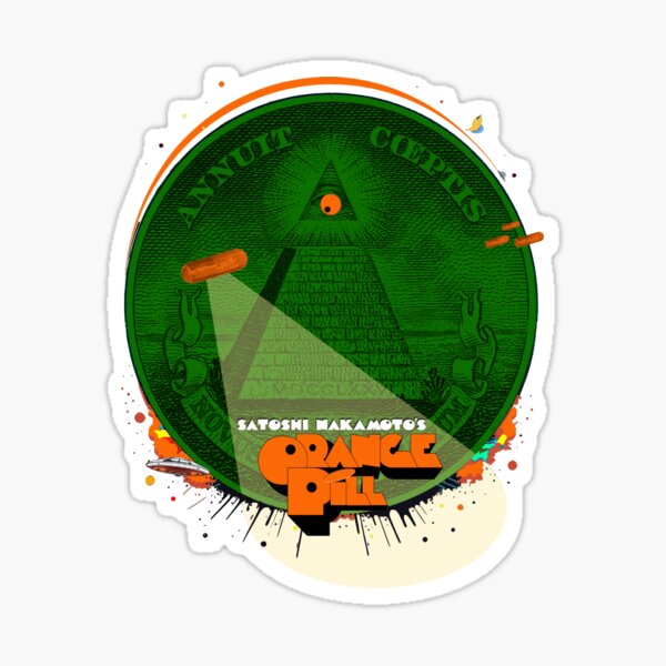 Satoshi Nakamoto's Orange Pill (More Green Version). Sticker