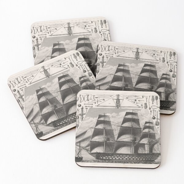 Item preview, Vintage Sailboat Outriggers Diagram (1849) designed and sold by BravuraMedia.
